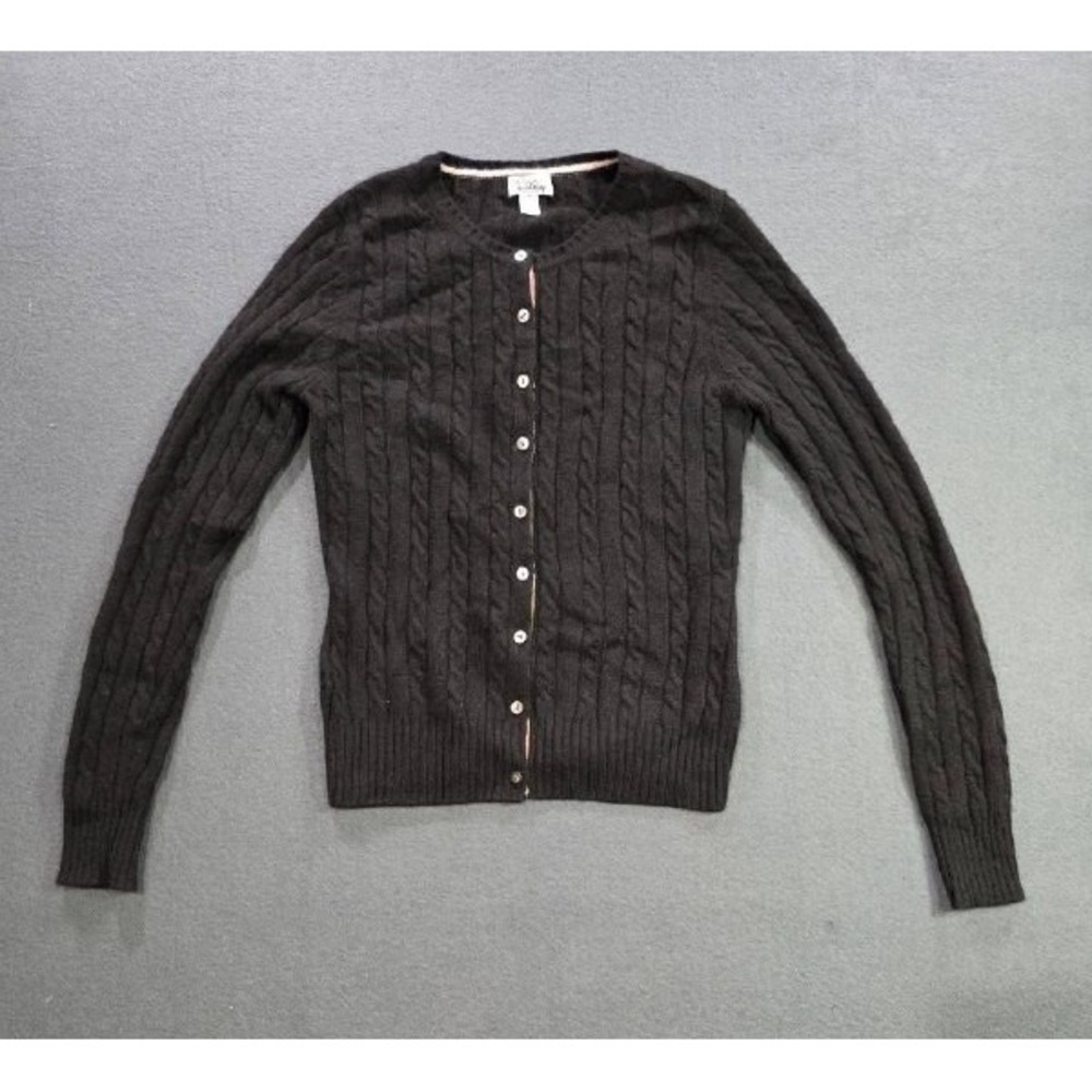 Lilly Pulitzer 100% cashmere Black Button Cardigan Sweater Medium Black A008423